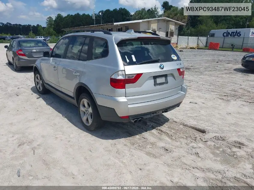 2007 BMW X3 3.0Si VIN: WBXPC93487WF23045 Lot: 42495753