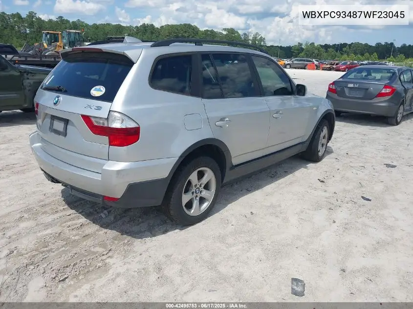 2007 BMW X3 3.0Si VIN: WBXPC93487WF23045 Lot: 42495753