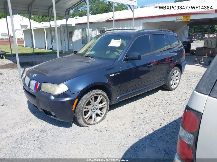 2007 BMW X3 3.0Si VIN: WBXPC93477WF14384 Lot: 42588818