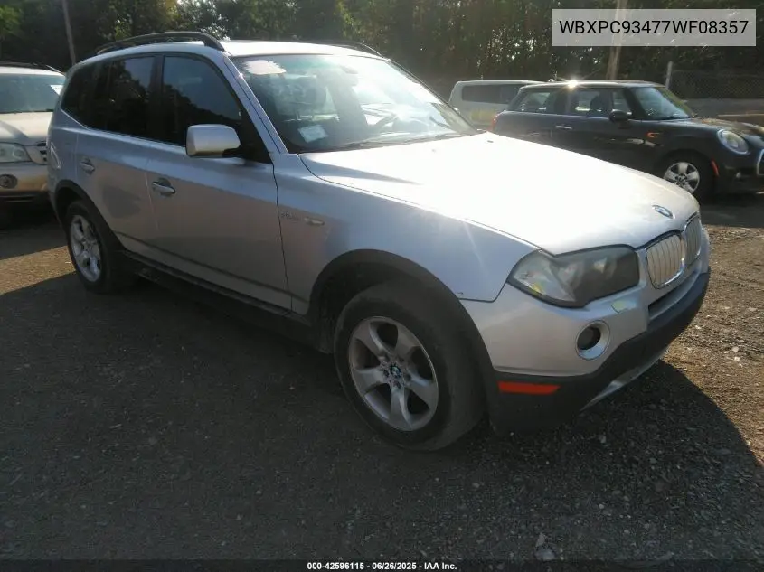 2007 BMW X3 3.0Si VIN: WBXPC93477WF08357 Lot: 42596115