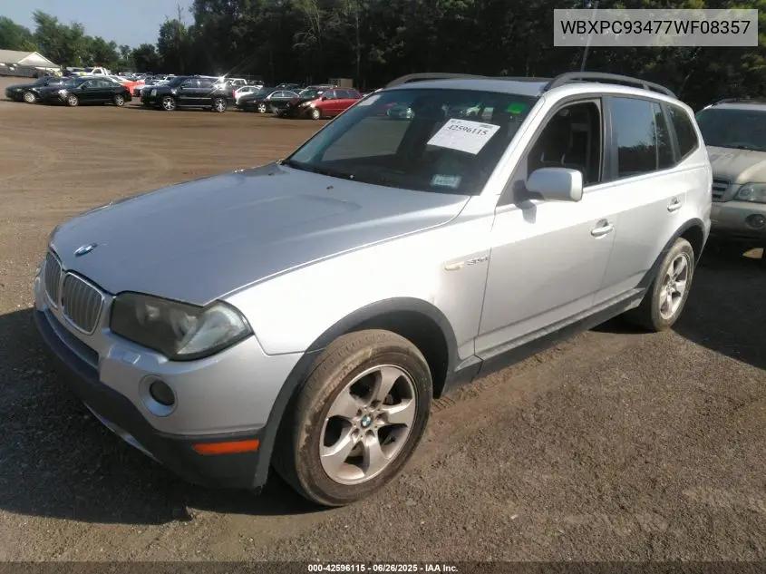 2007 BMW X3 3.0Si VIN: WBXPC93477WF08357 Lot: 42596115