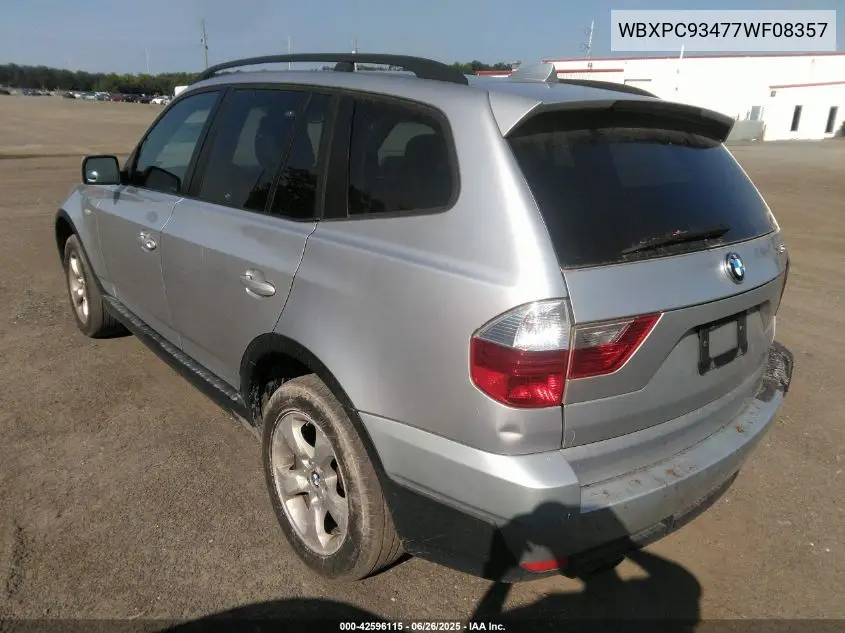 2007 BMW X3 3.0Si VIN: WBXPC93477WF08357 Lot: 42596115
