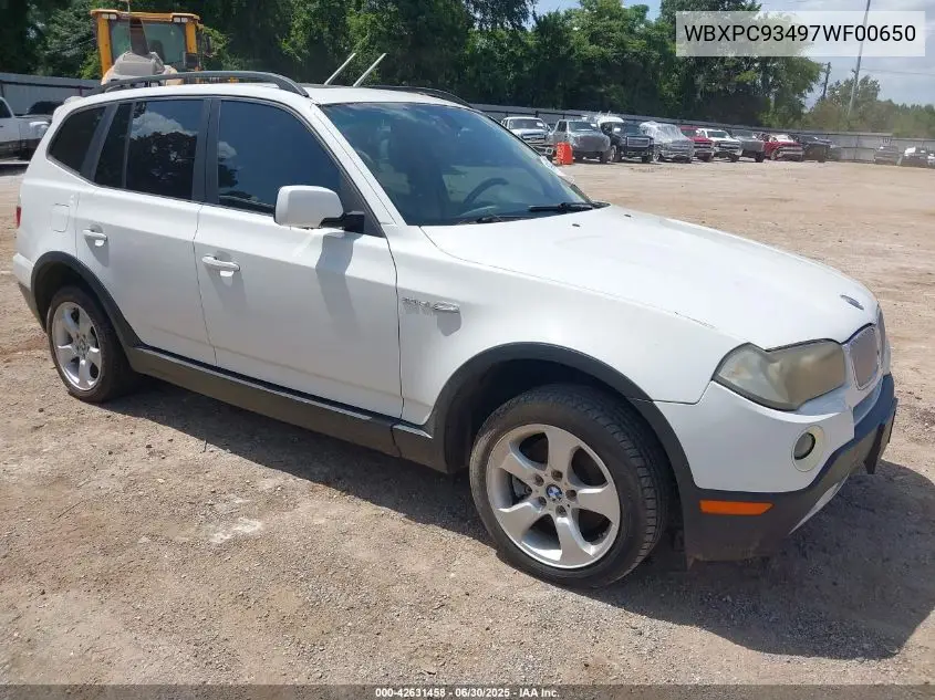 2007 BMW X3 3.0Si VIN: WBXPC93497WF00650 Lot: 42631458