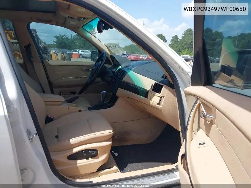 2007 BMW X3 3.0Si VIN: WBXPC93497WF00650 Lot: 42631458