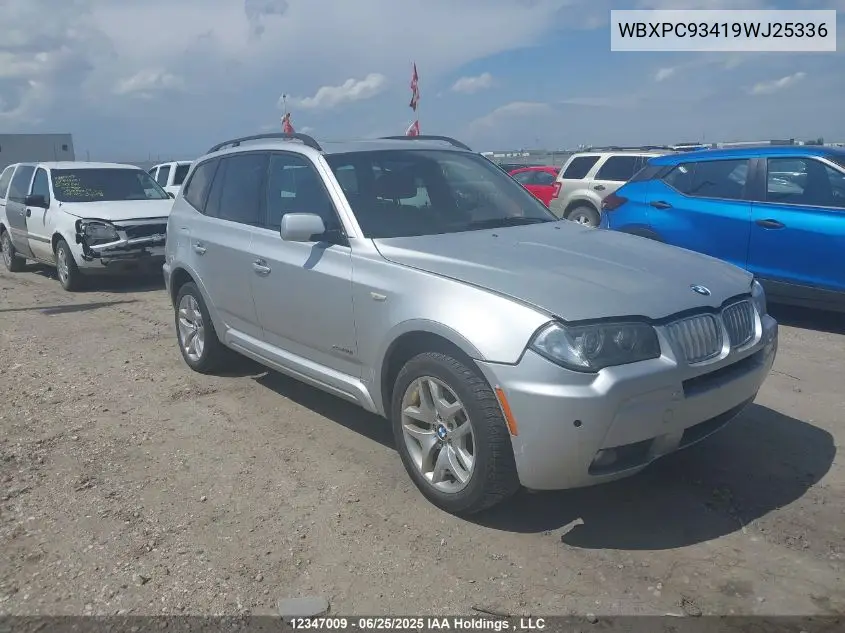2009 BMW X3 xDrive30I VIN: WBXPC93419WJ25336 Lot: 12347009