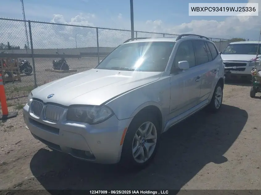 2009 BMW X3 xDrive30I VIN: WBXPC93419WJ25336 Lot: 12347009
