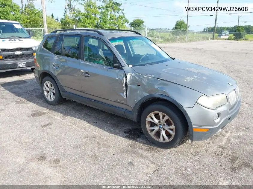 2009 BMW X3 xDrive30I VIN: WBXPC93429WJ26608 Lot: 42632281