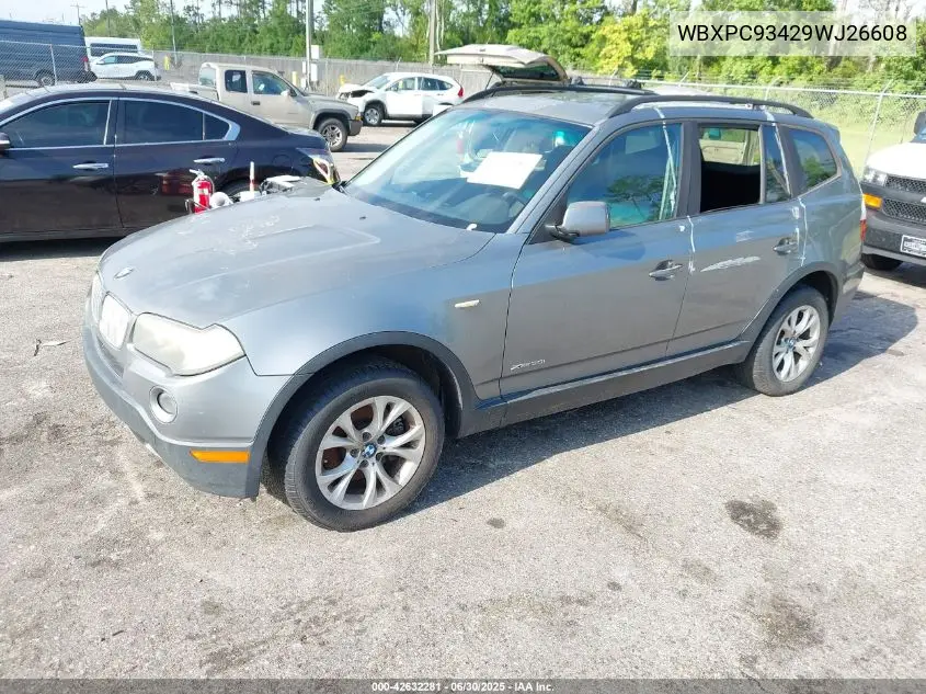 2009 BMW X3 xDrive30I VIN: WBXPC93429WJ26608 Lot: 42632281