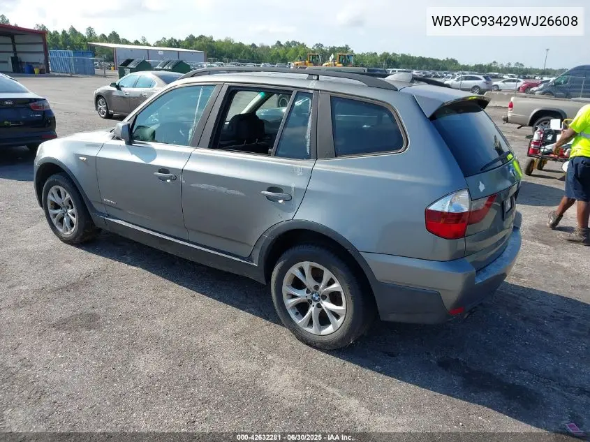 2009 BMW X3 xDrive30I VIN: WBXPC93429WJ26608 Lot: 42632281