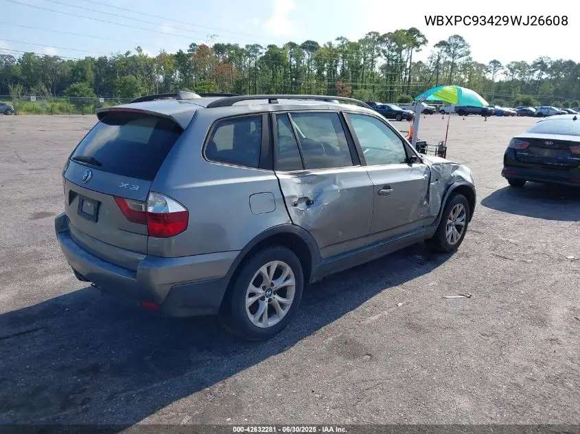 2009 BMW X3 xDrive30I VIN: WBXPC93429WJ26608 Lot: 42632281