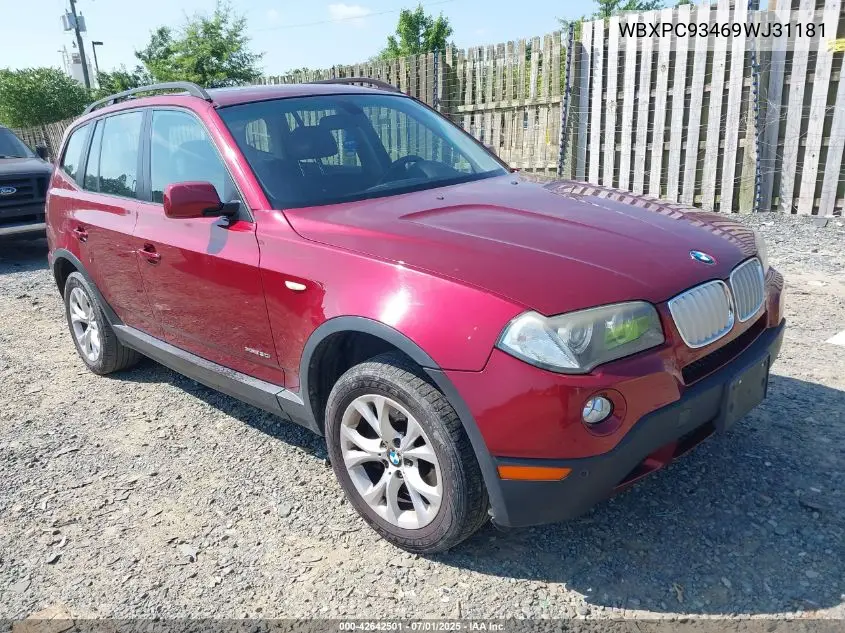 2009 BMW X3 xDrive30I VIN: WBXPC93469WJ31181 Lot: 42642501