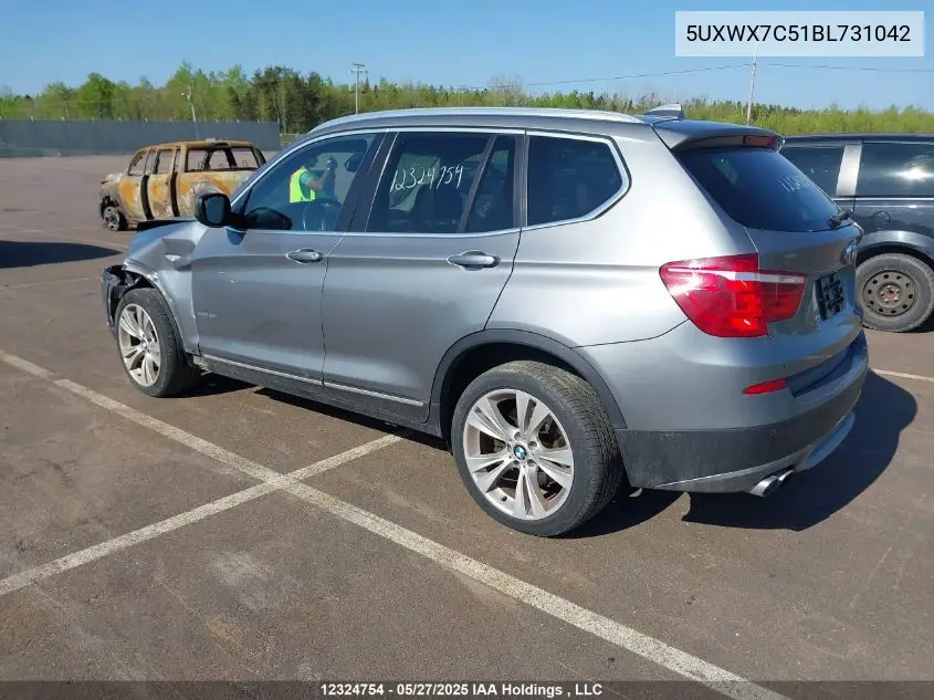 2011 BMW X3 xDrive35I VIN: 5UXWX7C51BL731042 Lot: 12324754