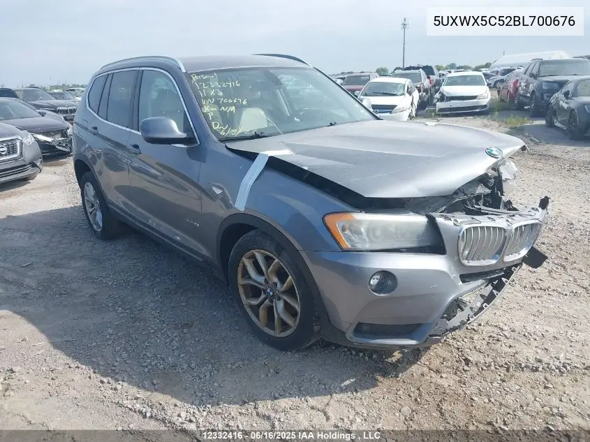 2011 BMW X3 xDrive28I VIN: 5UXWX5C52BL700676 Lot: 12332416