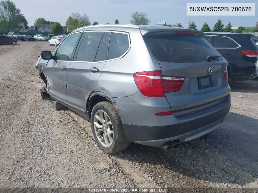 2011 BMW X3 xDrive28I VIN: 5UXWX5C52BL700676 Lot: 12332416