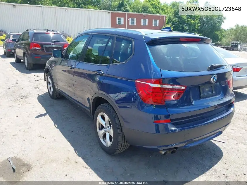 2012 BMW X3 xDrive28I VIN: 5UXWX5C50CL723648 Lot: 42556777