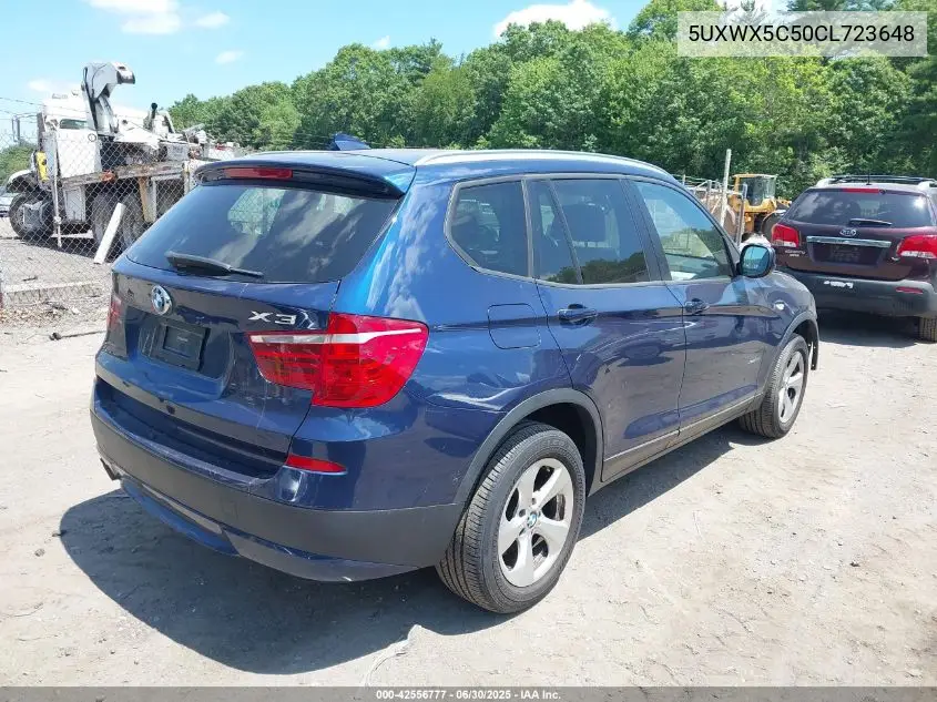 2012 BMW X3 xDrive28I VIN: 5UXWX5C50CL723648 Lot: 42556777