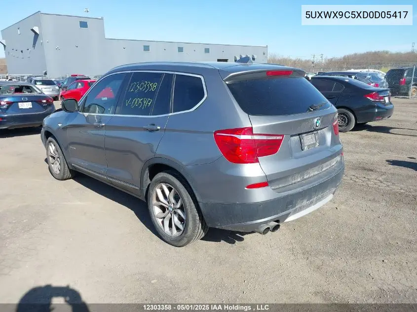 2013 BMW X3 xDrive28I VIN: 5UXWX9C5XD0D05417 Lot: 12303358