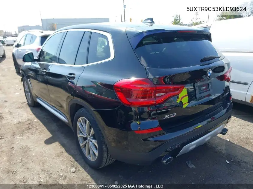 2019 BMW X3 xDrive30I VIN: 5UXTR9C53KLD93624 Lot: 12308041