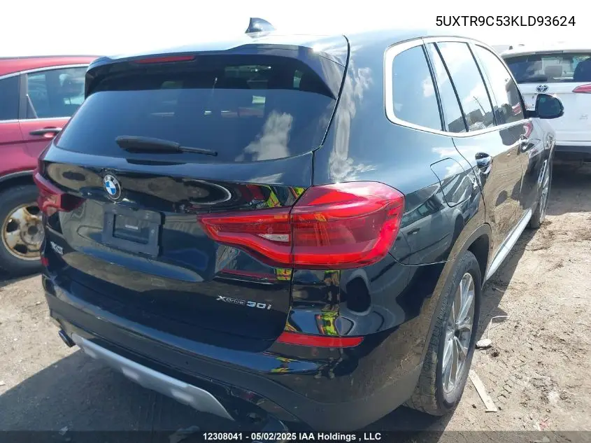 2019 BMW X3 xDrive30I VIN: 5UXTR9C53KLD93624 Lot: 12308041
