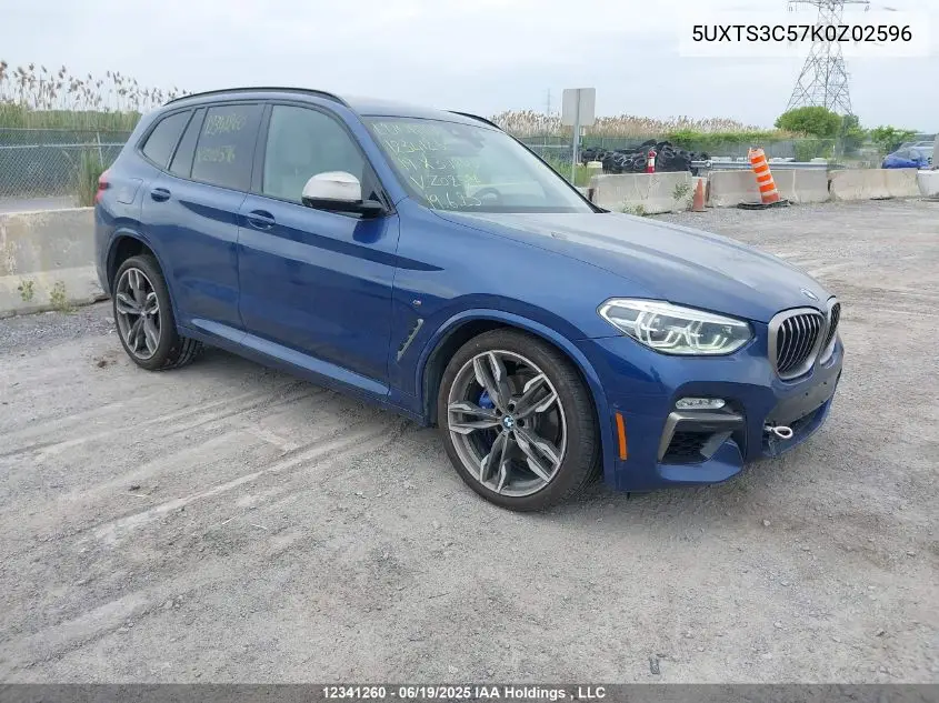 2019 BMW X3 M40I VIN: 5UXTS3C57K0Z02596 Lot: 12341260