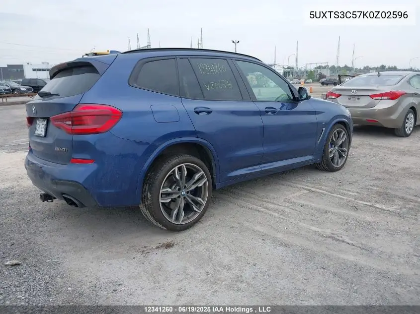 2019 BMW X3 M40I VIN: 5UXTS3C57K0Z02596 Lot: 12341260