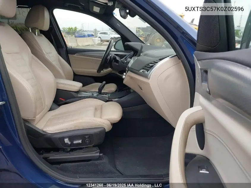 2019 BMW X3 M40I VIN: 5UXTS3C57K0Z02596 Lot: 12341260