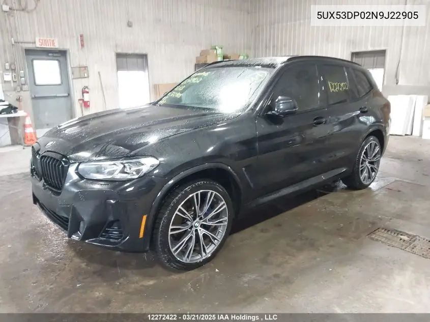2022 BMW X3 xDrive30I VIN: 5UX53DP02N9J22905 Lot: 12272422