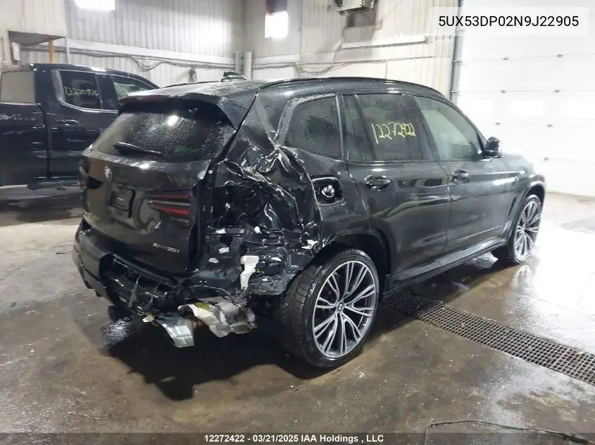 2022 BMW X3 xDrive30I VIN: 5UX53DP02N9J22905 Lot: 12272422