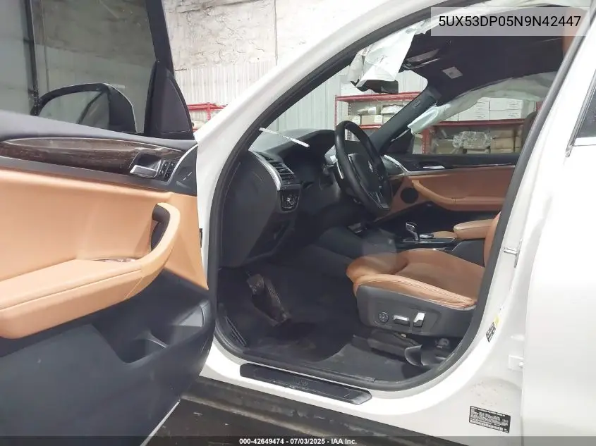 2022 BMW X3 xDrive30I VIN: 5UX53DP05N9N42447 Lot: 42649474