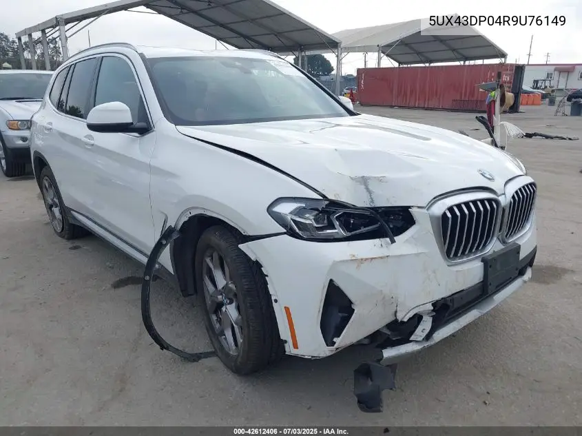 2024 BMW X3 Sdrive30I VIN: 5UX43DP04R9U76149 Lot: 42612406