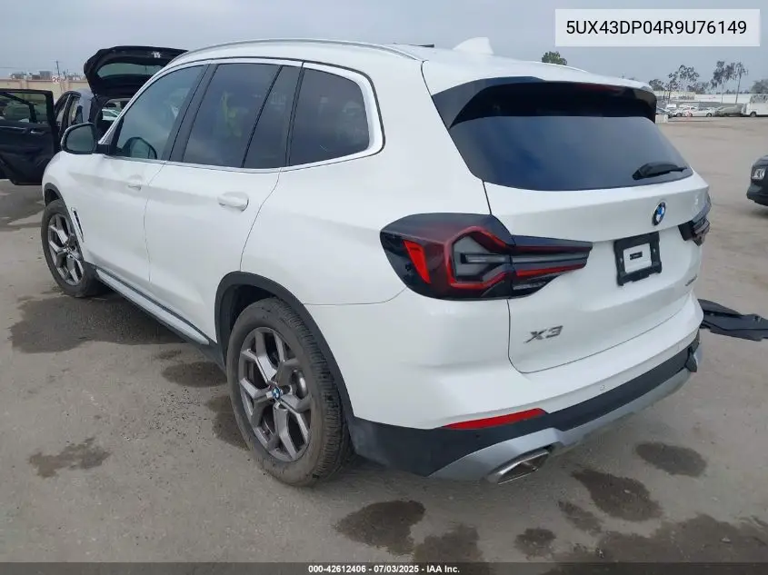 2024 BMW X3 Sdrive30I VIN: 5UX43DP04R9U76149 Lot: 42612406