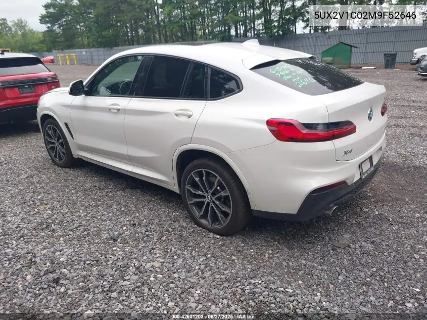 2021 BMW X4 xDrive30I VIN: 5UX2V1C02M9F52646 Lot: 42601203