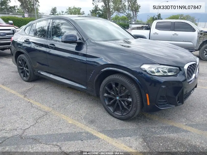 2022 BMW X4 xDrive30I VIN: 5UX33DT01N9L07847 Lot: 42224397