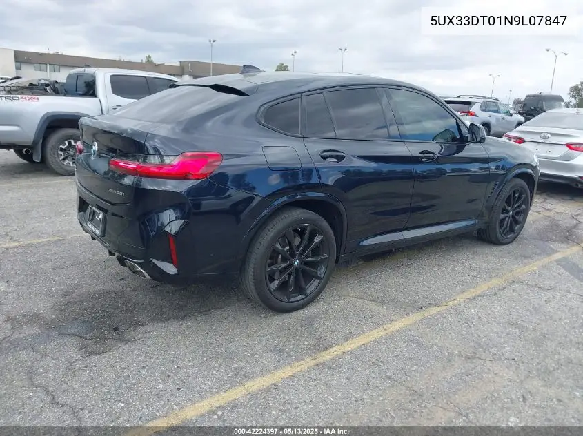 2022 BMW X4 xDrive30I VIN: 5UX33DT01N9L07847 Lot: 42224397