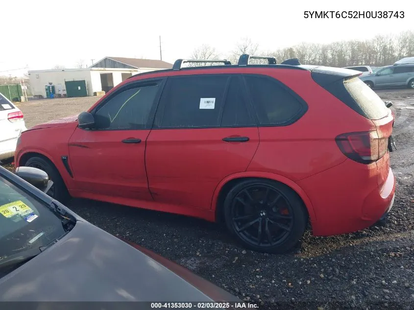 2017 BMW X5 M VIN: 5YMKT6C52H0U38743 Lot: 41353030