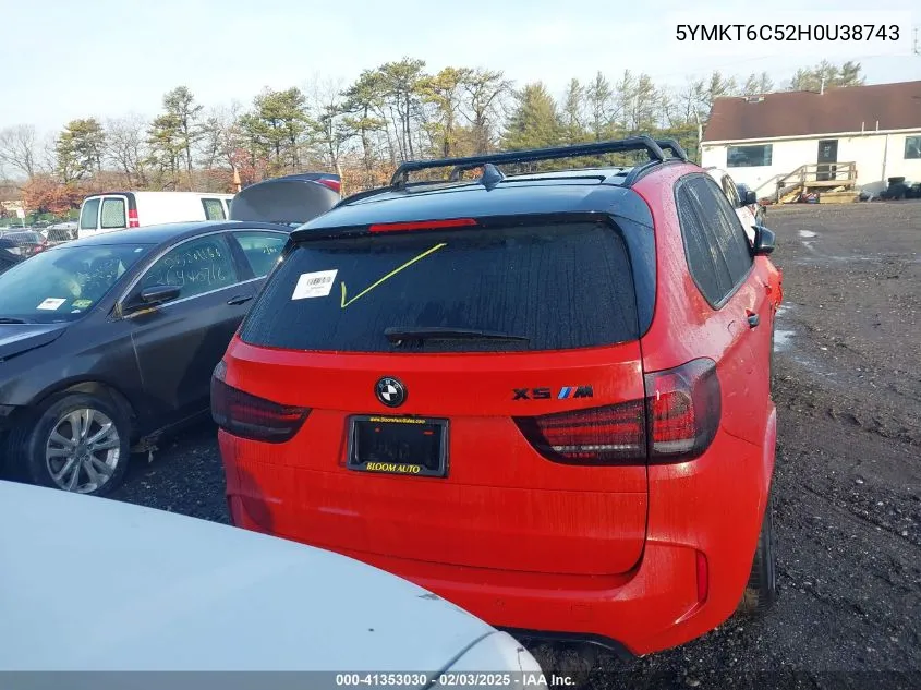 2017 BMW X5 M VIN: 5YMKT6C52H0U38743 Lot: 41353030