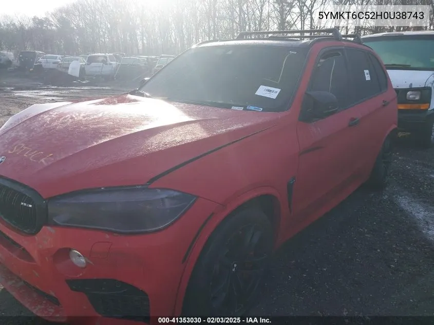 2017 BMW X5 M VIN: 5YMKT6C52H0U38743 Lot: 41353030