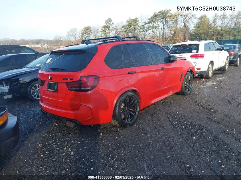 2017 BMW X5 M VIN: 5YMKT6C52H0U38743 Lot: 41353030