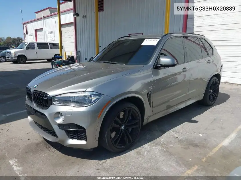 2017 BMW X5 M VIN: 5YMKT6C33H0X20839 Lot: 42541212