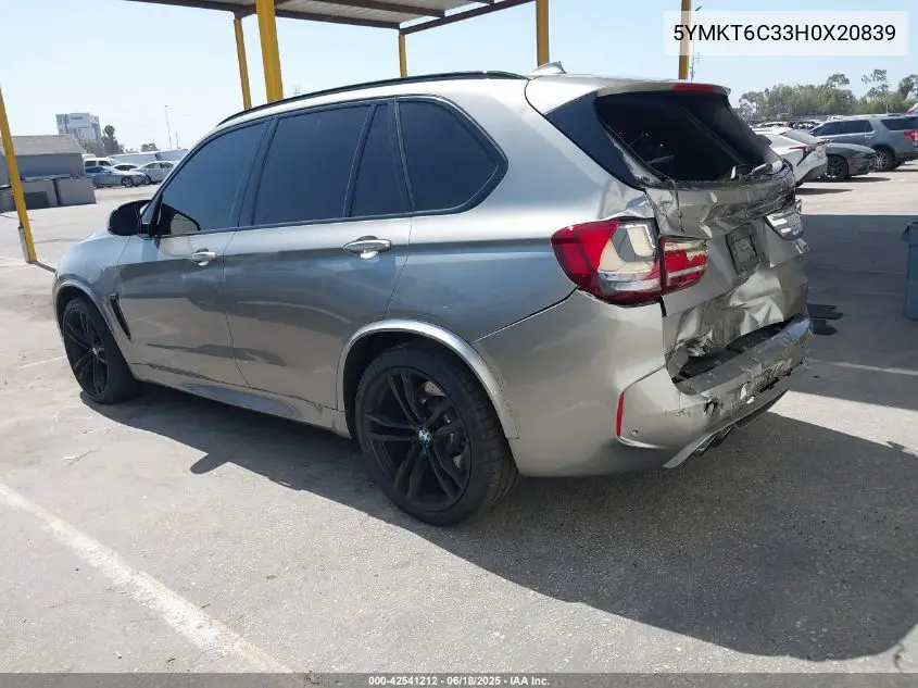 2017 BMW X5 M VIN: 5YMKT6C33H0X20839 Lot: 42541212