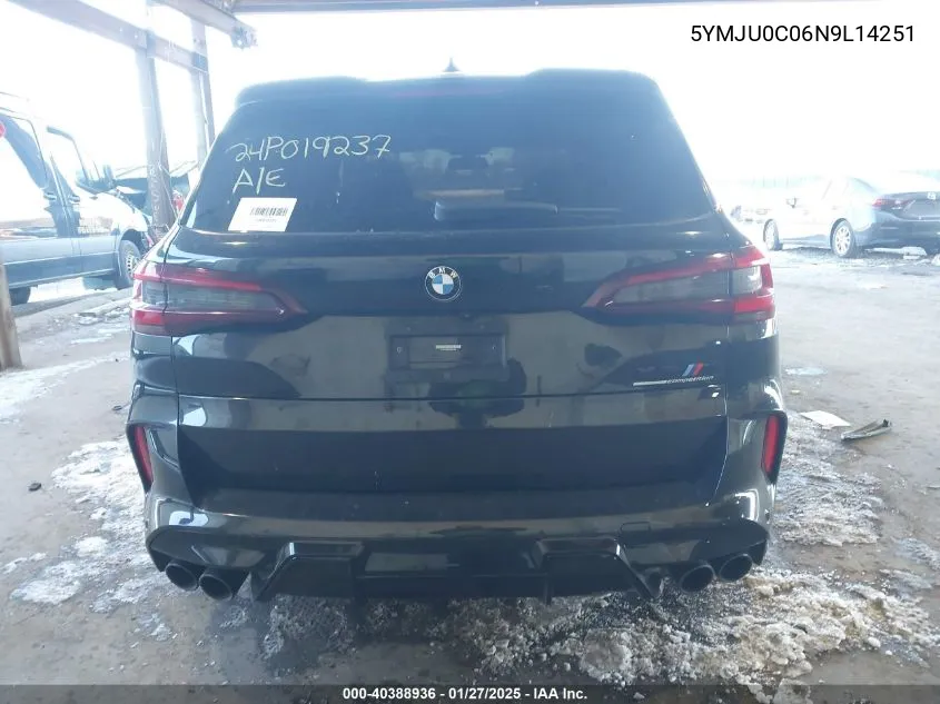 2022 BMW X5 M VIN: 5YMJU0C06N9L14251 Lot: 40388936