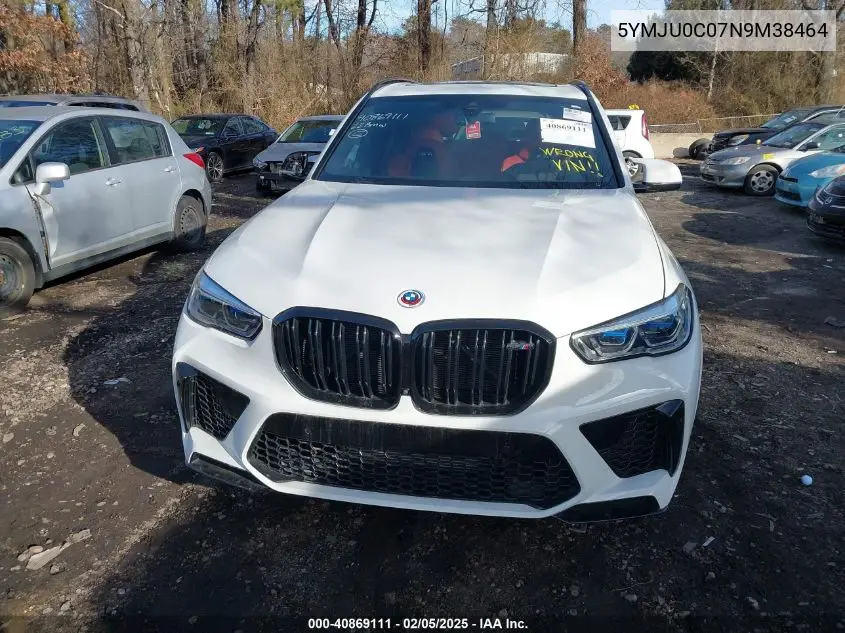 2022 BMW X5 M VIN: 5YMJU0C07N9M38464 Lot: 40869111