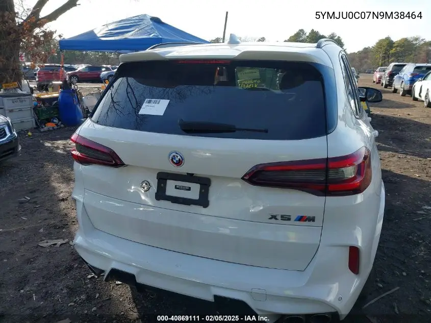 2022 BMW X5 M VIN: 5YMJU0C07N9M38464 Lot: 40869111
