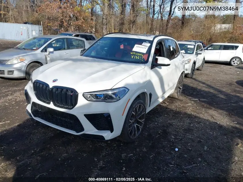 2022 BMW X5 M VIN: 5YMJU0C07N9M38464 Lot: 40869111