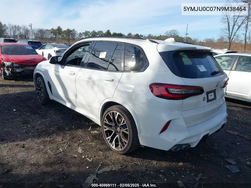 2022 BMW X5 M VIN: 5YMJU0C07N9M38464 Lot: 40869111