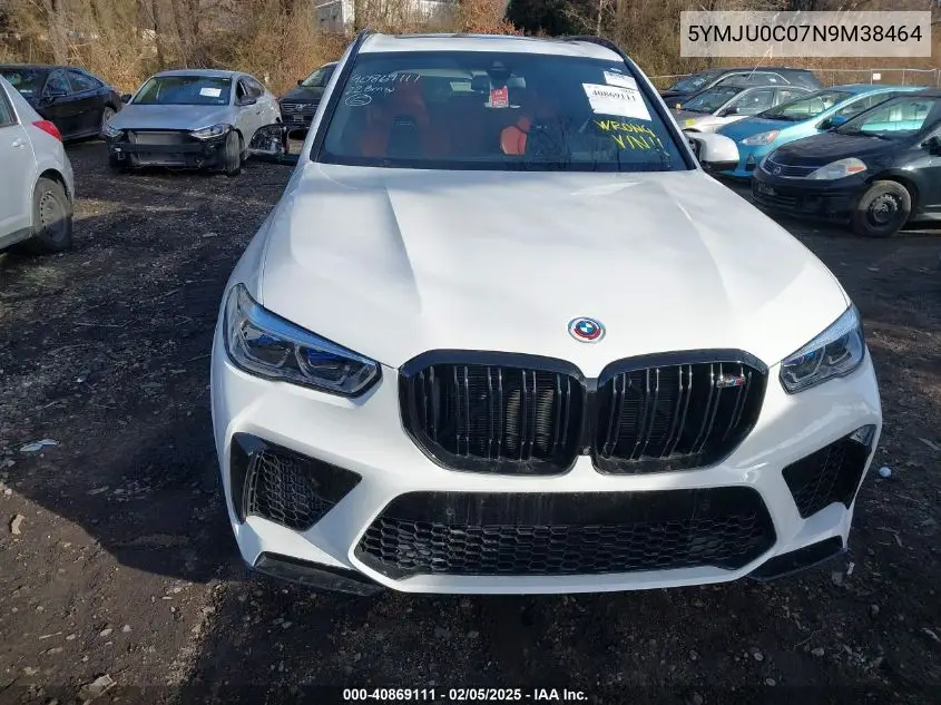 2022 BMW X5 M VIN: 5YMJU0C07N9M38464 Lot: 40869111