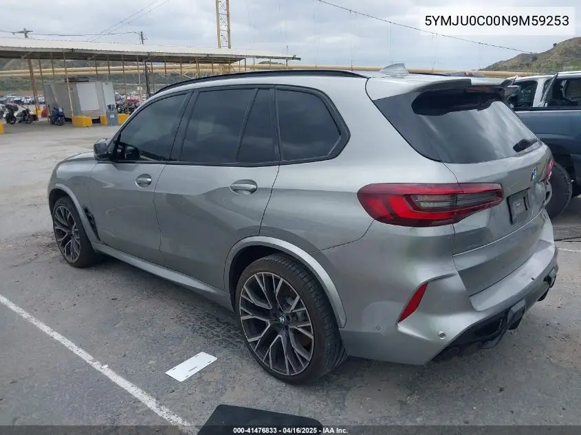 2022 BMW X5 M VIN: 5YMJU0C00N9M59253 Lot: 41476833