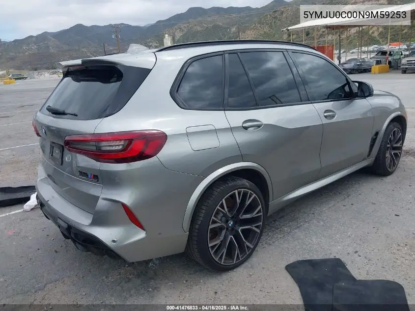 2022 BMW X5 M VIN: 5YMJU0C00N9M59253 Lot: 41476833