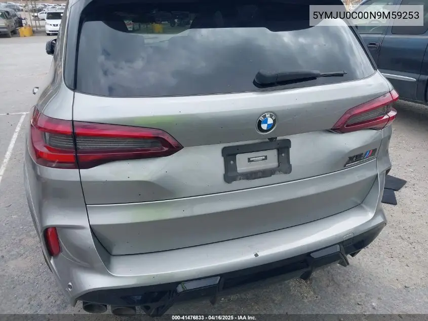 2022 BMW X5 M VIN: 5YMJU0C00N9M59253 Lot: 41476833