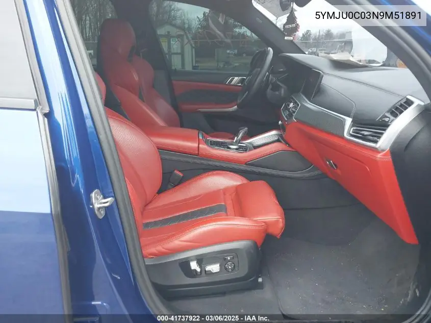 2022 BMW X5 M VIN: 5YMJU0C03N9M51891 Lot: 41737922